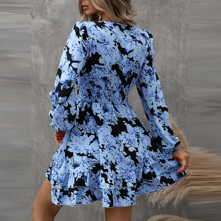 cheetah print dress with blue flowers JULIANNA DRESS main image 1
