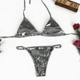 thumbnail image 3 of Women Sexy Triangle Thong Bikini Gold Silver Push Up Brazilian Swimwear Swimsuit, 3 of 7