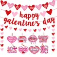 thumbnail image 1 of Banner Deneo Happy Galentine's Day, color rojo brillante con guirnalda, 1 of 7