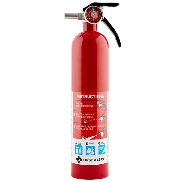 BRK Electronics Fire Extinguisher GARAGE10 First Alert; UL Rated 10-B C; Sodium Bicarbonate Extinguishing Agent; U S Coast Guard Approved; 2.5 Pound Bottle; Steel; Red; With Mounting Bracket