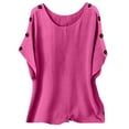 thumbnail image 5 of YFNNUP Womens Cotton Linen T Shirts Summer Trendy Short Sleeve Button Tops Dressy Casual Beach Blouse Loose Fit Solid Color Tees 2026, 5 of 6