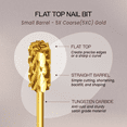 thumbnail image 3 of USA PANA 3/32" Shank Size Professional - Flat Top Small Barrel Head - Nail Carbide Bit for Dremel Machine (5X Coarse, Gold), 3 of 5