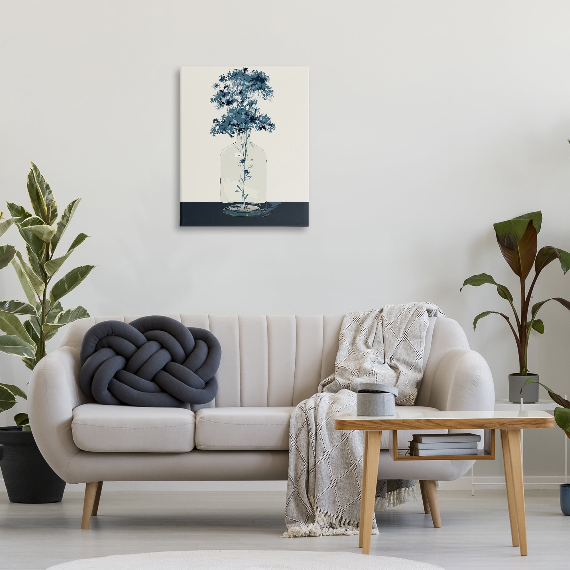 Stupell Industries Blue Nature Sprigs Plants & Flowers Painting Wrapped Canvas Art Print Wall Art, 24 x 30