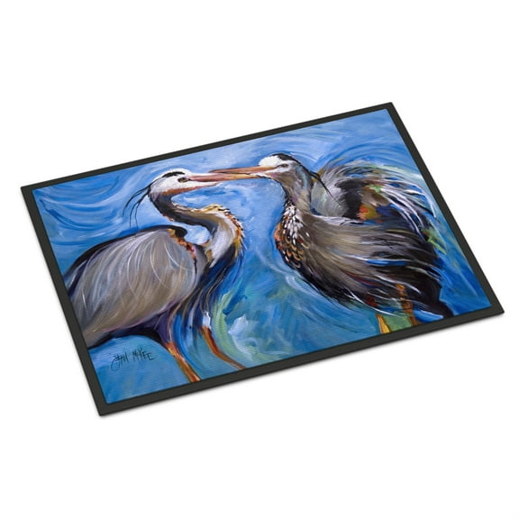 Carolines Treasures Blue Heron Love Indoor or Outdoor Mat, 18" x 27", Multicolor