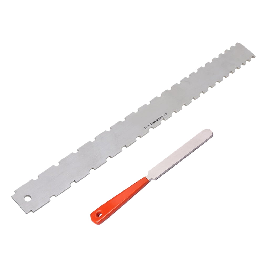 LeeQinersw Guitar String Action Ruler + Fret File for Guitar Bass Mandolin Banjo Luthier
