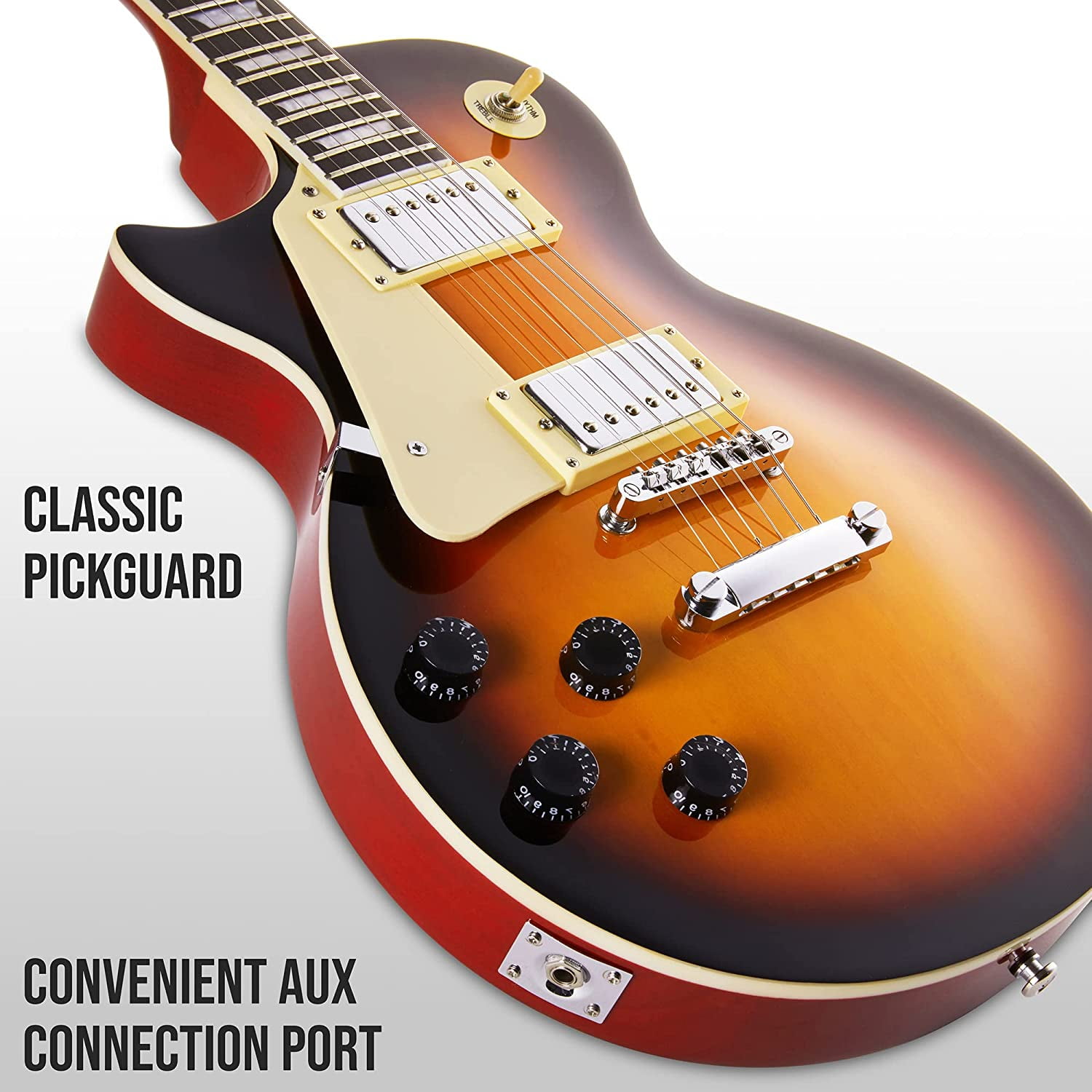 LyxPro 39” Left Hand Electric Guitar, Les Paul-Style Kit for Beginner,  Intermediate ＆ Pro Players Solid Body Guitar, Bonus 2-Pack of Picks,  Mahogany
