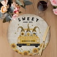 thumbnail image 3 of Gnomes Sunflowers Round 15 Inch Placemats Set of 8, Country Yellow Floral Bees Vintage Brown HeatResistant Non Slip Place Mats for Dining Table, Wipeable Braided Kitchen Table Mats for Housewarming, 3 of 9