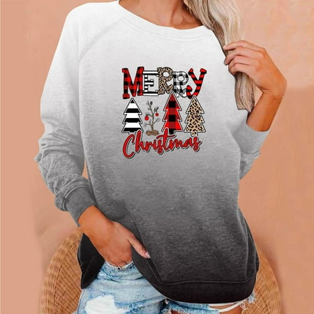 

Zedker Trendy Fall Clothes for Women Sweat Shirts for Women Women s Autumn Winter Crew Neck Temperament Casual Raglan Sleeves Gradual Color T-Shirt Casual Loose Top