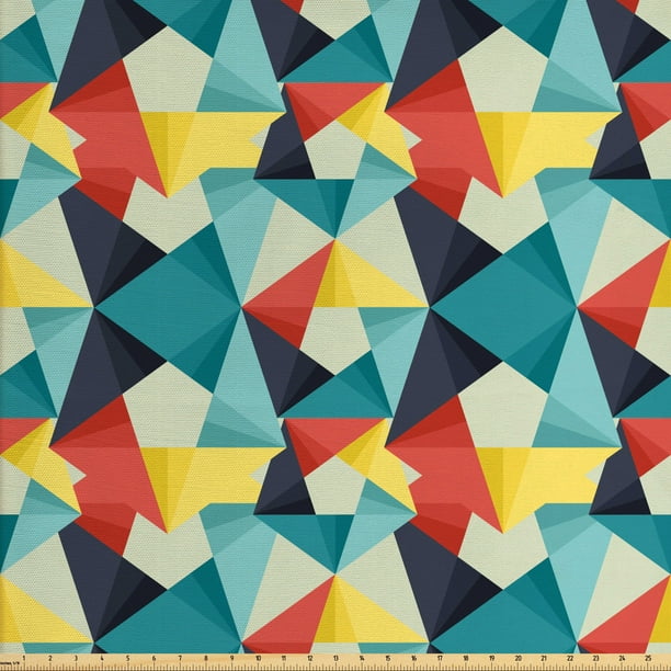 Abstract Fabric by The Yard, Colorful Geometric Triangles Fractal