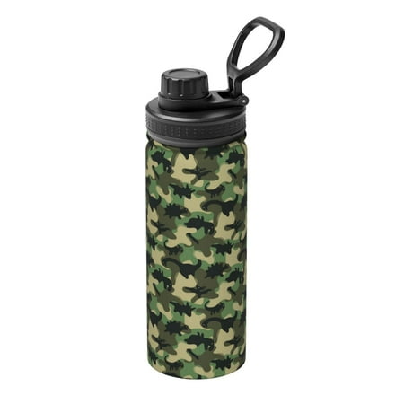 

Gaeub Camouflage Dinosaur Print Stainless Steel Water Bottle 18oz Sports Insulated Kettle for Women Men Suitable as a Gift
