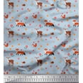 thumbnail image 1 of Soimoi Rayon Fabric Floral,Deer & Fox Kids Print Sewing Fabric Yard 56 Inch Wide, 1 of 1