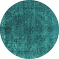thumbnail image 1 of Ahgly Company Machine Washable Indoor Round Oriental Turquoise Blue Industrial Area Rugs, 6' Round, 1 of 4