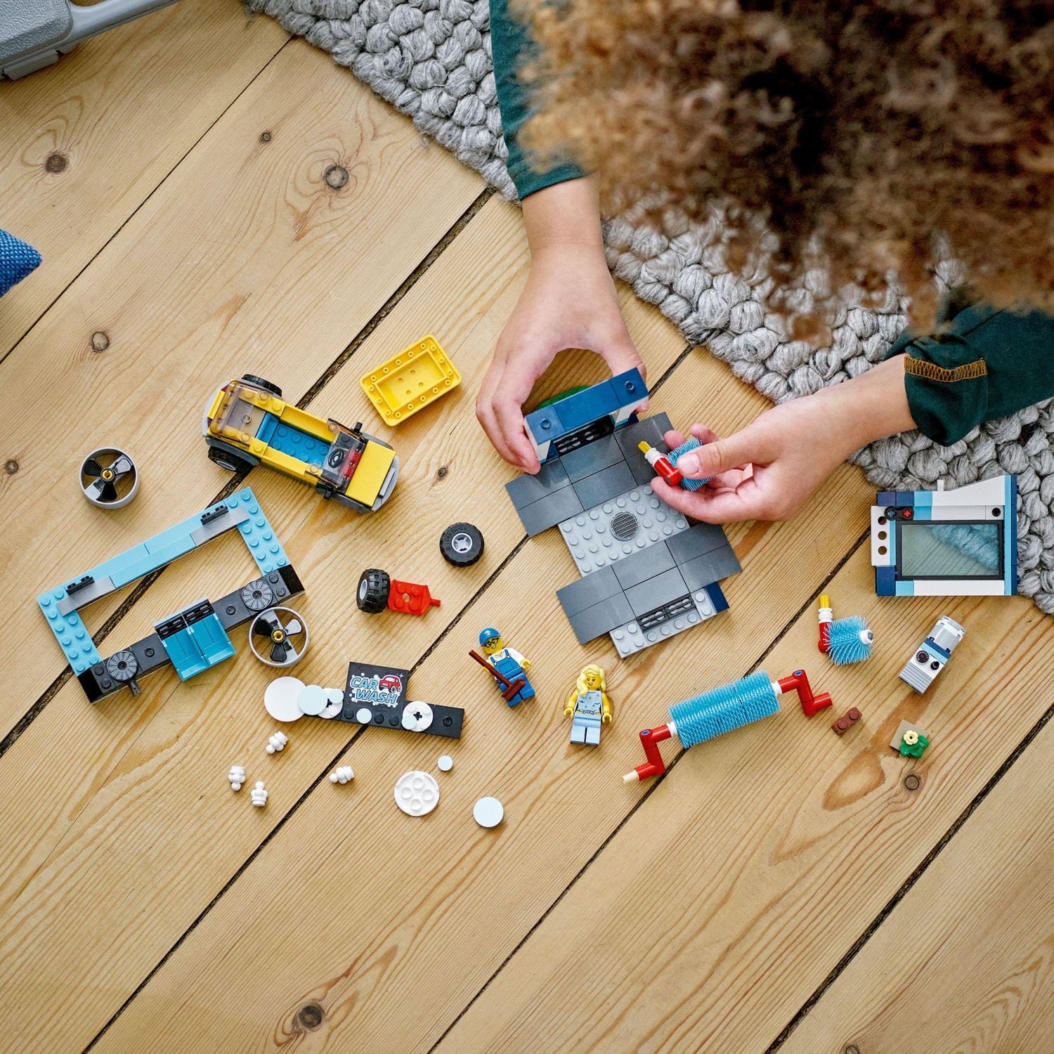 LEGO City Car Wash 60362 Building Toy Set, Fun Gift Idea for Kids ages 6+, Features Spinnable Washer Brushes and Includes an Automobile and 2 Minifigures