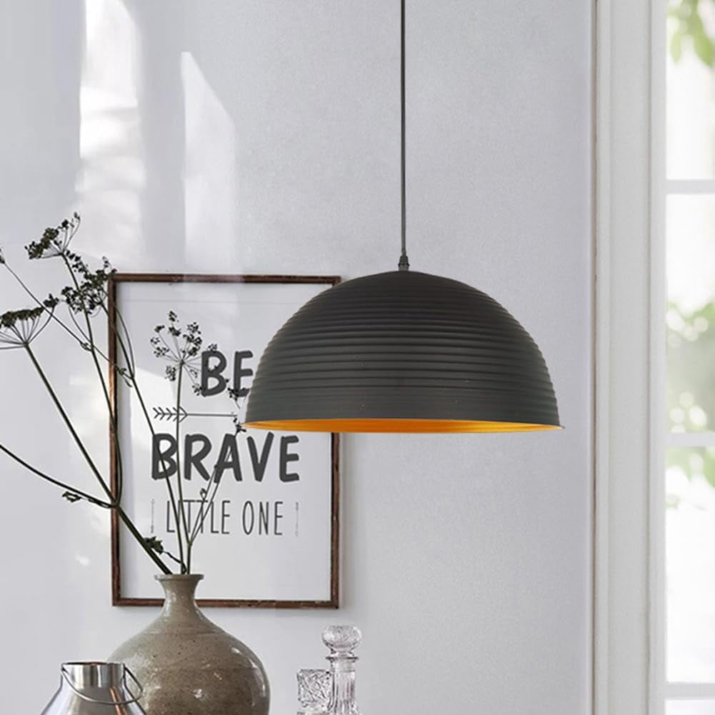 Simple Semicircle Metal Pendant Lamp for Dining Room, Retro Industrial Style Dome Pendant Light Fixture for Kitchen Island, Vintage Rustic Farmhouse Pendant Lighting for Bedroom