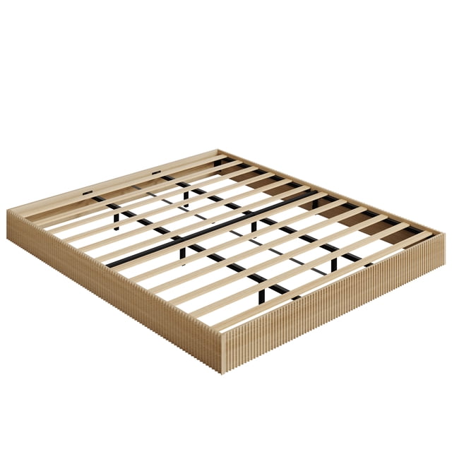 Wood Platform Bed with Fluted Design, Low Profile BedFrame, Minimalist Bed Base with Noise-Free, Easy Assembly, No Box Spring Needed