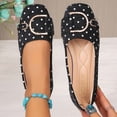 thumbnail image 2 of SuTry Women's Round Toe Flats Polka Dot Print Slip On Metal Buckle Decor Soft Sole Comfortable Casual Walking Shoes(43), 2 of 9