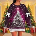 thumbnail image 2 of Women's Christmas Tree Pullover Printed Sweatshirt Santa Claus Graphic Outfits Shining Star Clothing Casual Long Sleeve Shirts Christmas Fashion Sweatshirts, 2 of 5
