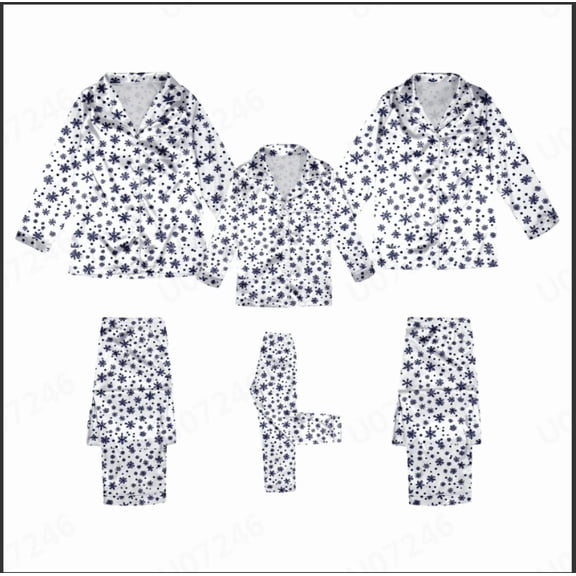 QTSHPN Family Christmas Pajamas Printed Imitation Silk Long Sleeve Home Pajamas Parent Child Outfit Children Style Kids Pajamas