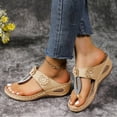 thumbnail image 3 of IUJSOY Womens Flip Flops Summer Wedge Shoes Cushion Footbed Boho Sandals Orthopedic Dress Slides, 3 of 9