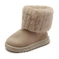 thumbnail image 4 of Owordtank Snow Boots for Girls Winter Fur Lined Mid Calf Boots Kids Suede Warm Outdoor Boot Shoes, 4 of 8
