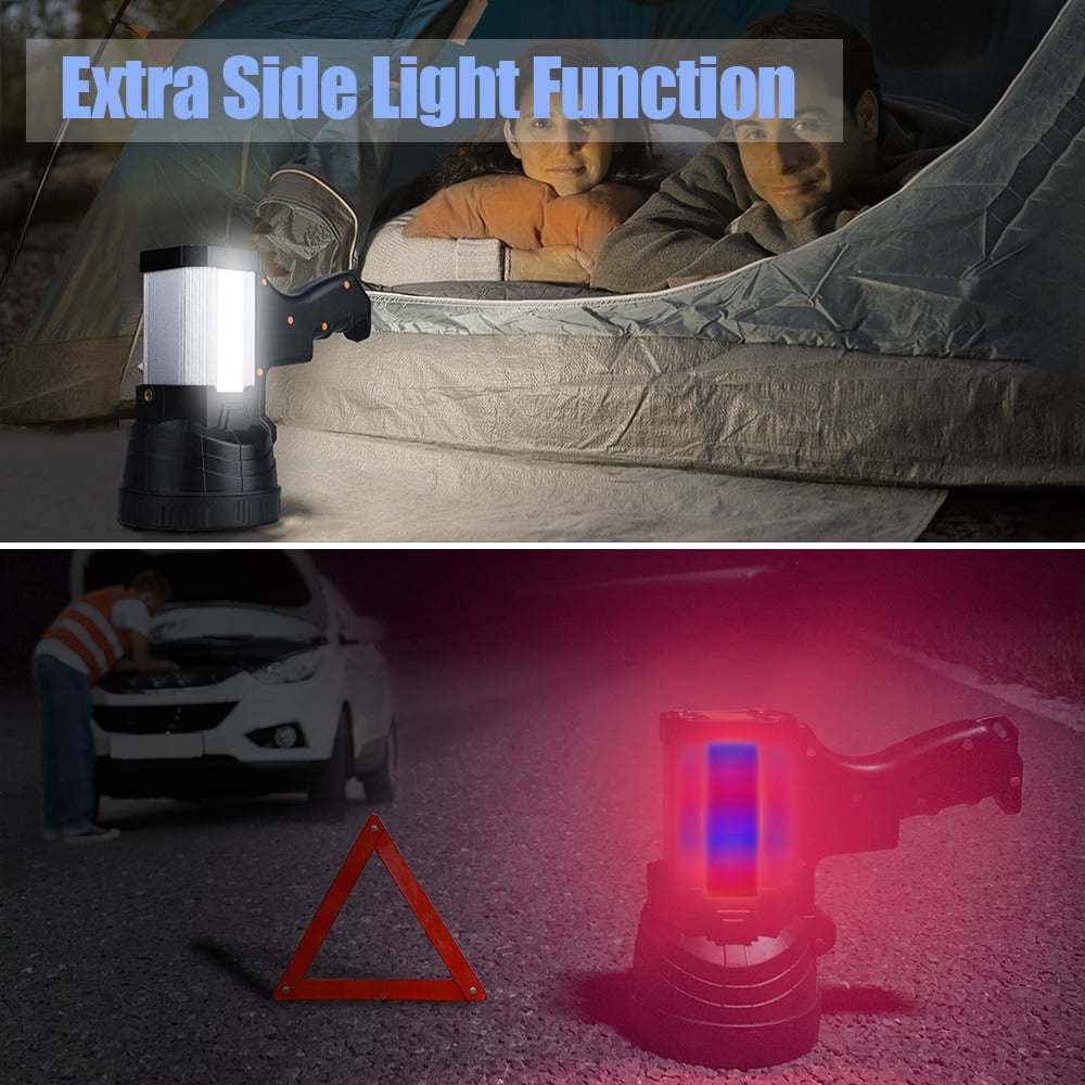 YIERBLUE Rechargeable Spotlight 300000 Lumen LED Long Battery Flashlight, Silver