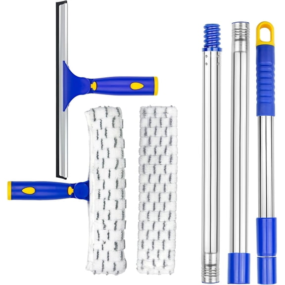 ITTAR 60" Window Squeegee with Long Handle, Glass Cleaning Tool Rubber Squeegee Cleaner Tool