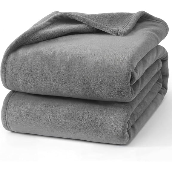 Fleece Throw Blanket, Super Soft Flannel Fuzzy Blanket for All Seasons, Cozy Plush Throw for Sofa and Bed, Grey, 47 x 79 Inches
