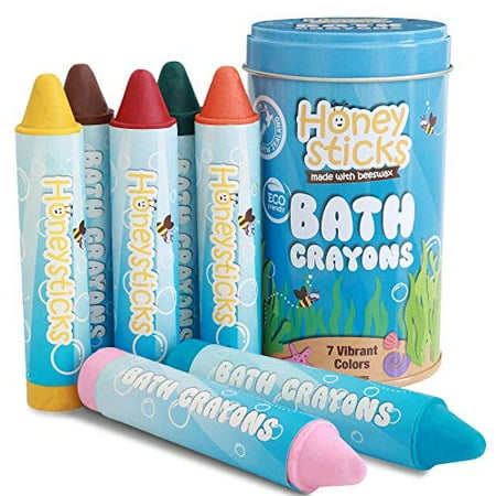 Honeysticks Beeswax Bath Tub Crayons for Toddlers & Kids Non-Toxic Washable & Easy Clean Up Water Soluble Bath-Time Fun Food Grade Pigments Handmade in New Zealand (7 Pack)