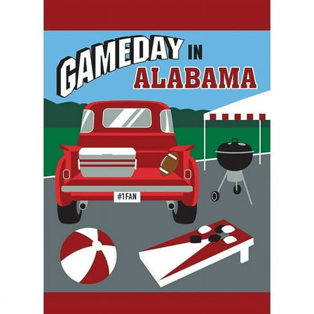 Magnolia Garden Flags 1462 13 x 18 in. Game Day in Alabama Garden Flag - Crimson & White