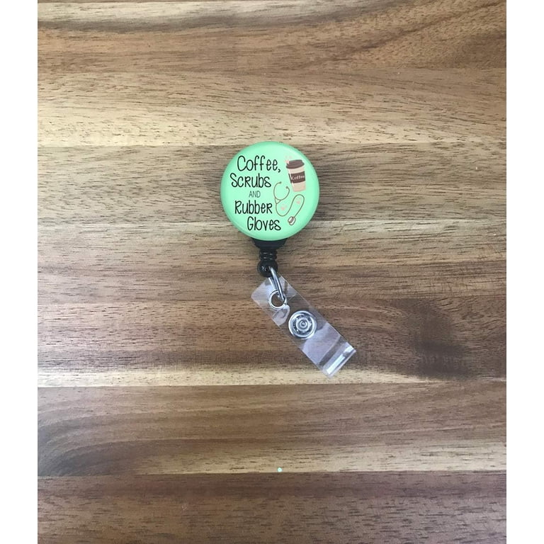 Limeloot Coffee Scrubs and Rubber Gloves Nurse Badge Reel