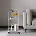 thumbnail image 4 of 3-Tier Acrylic Printer Stand Multifunctional Rolling Printer Cart Storage Shelf Free Standing 15.7*11.8*29.5 in, 4 of 23