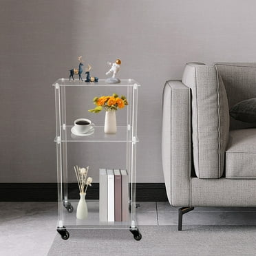 3-Tier Acrylic Printer Stand Storage Organizer Printer Table Under Desk Snack Table Nightstand