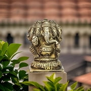 "ProudlyIndia Panchmukhi Ganesh, Ganesha Statue, Brass Ganesh Idol, 3-inch Pure Brass Five-Faced Ganesha, Pillaiyar Statue, Panchmukhi Ganesha, Elephant God, Ganesh Murti