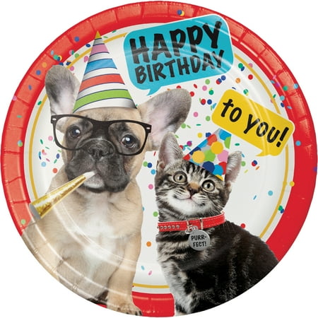 9in Round Pets Paper Plates, 10 count