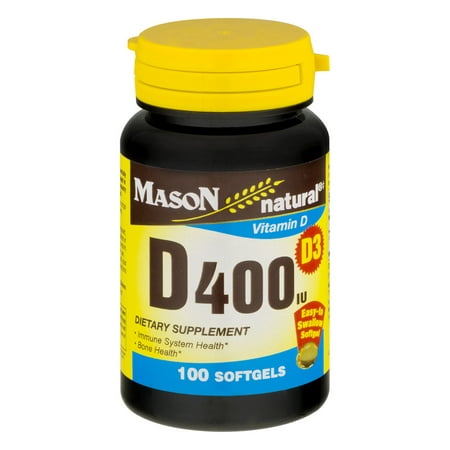(2 Pack) Mason Natural Vitamin D400 Iu Softgels For Bone And Joint Health - 100 (Best Vitamins For Bones And Joints)