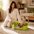 thumbnail image 7 of Semi Enclosed Cat Litter Box with High Sides, Low Entry Large Capacity Ventilate Odor Box for Indoor Cats, Senior Cats & Kittens, Easy Clean & Anti-Splashing Pet Potty 16.54''LX11.02''WX4.72''H, 7 of 7
