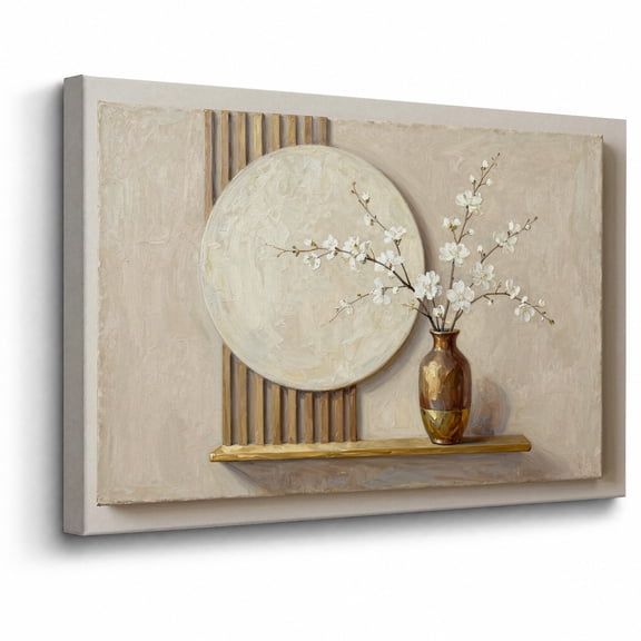 Framed Beige Floral Canvas Wall Art Bedroom Decor White Blossom Vase Still Life abstract canvas print for bathroom bedroom living room