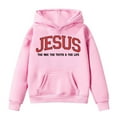 thumbnail image 4 of LIIPEE Girls Boys Hoodies Fall Winter Letter Printed Long Sleeve Pullover Hooded Sweatshirt With Pocket Kids Leisure Daily Wear Sweatshirts,Pink,12-13 Years, 4 of 4