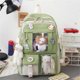 thumbnail image 2 of 5Pcs Kawaii Backpack Casual Bags Cute Aesthetic Backpacks with Tote Handbag Pencil Pen Case Pouch,with Cute Bear Pendant Pins (Green), 2 of 3