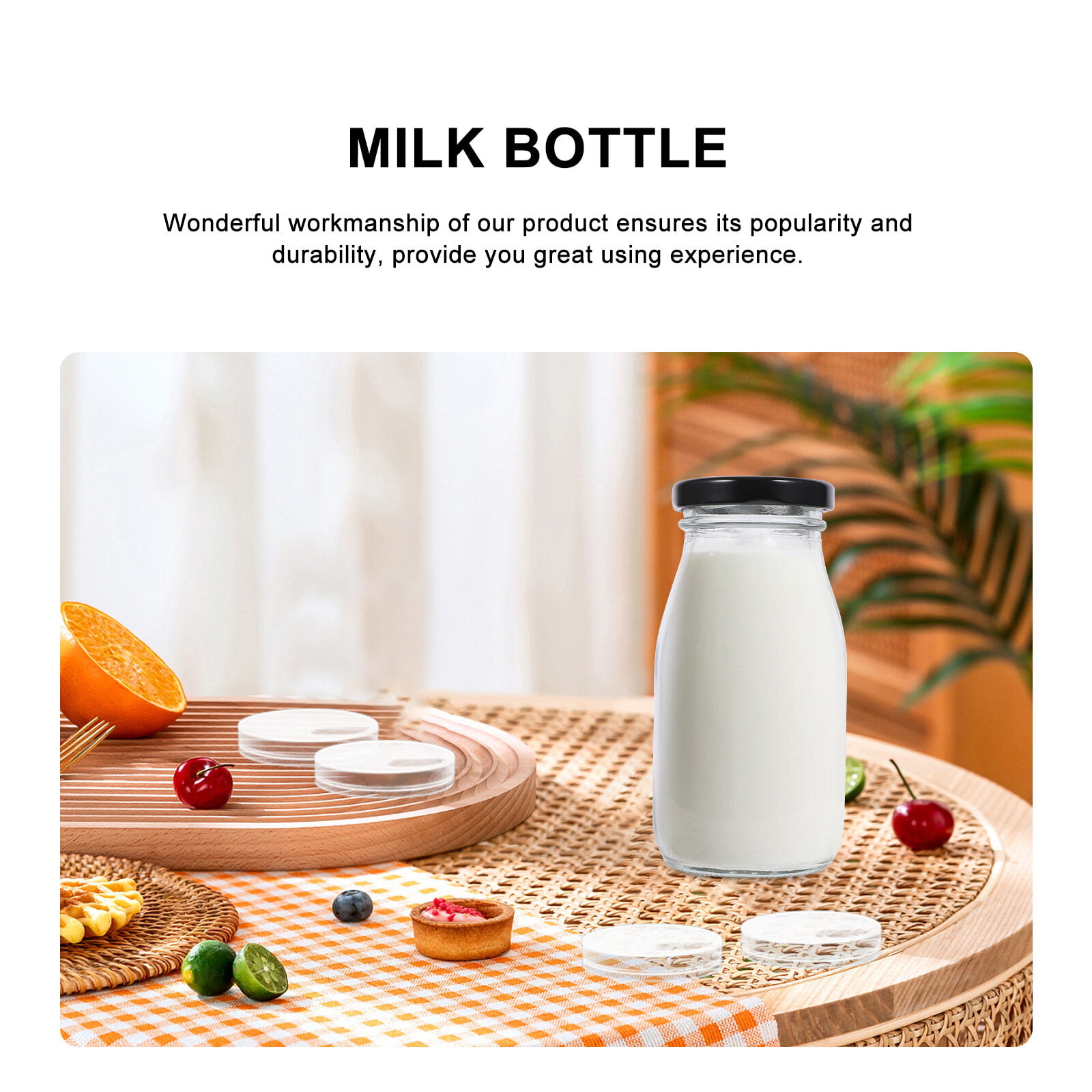 6 Pcs 16oz Glass Milk Bottles with Lids Small Milk Bottles Container with  Lid for Refrigerator Storage Reusable Glass Bottles for Homemade Almond  Milk