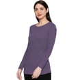 thumbnail image 3 of eloria Women's T-Shirt Round Neck Solid Color Plain Full Sleeve T-Shirt Color: Violet | Size: XL, 3 of 7