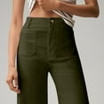 thumbnail image 6 of GXIPO Women Stretch Twill Cropped Pants Wide Leg Jeans with Patch Pocket Straight Leg Chino Pants Casual Ankle Jeans Army Green M, 6 of 7