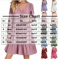 thumbnail image 2 of Fall Dress for Women V Neck Long Sleeve Casual Mini Dress Casual Loose Pleated Wedding Guest Dresses, 2 of 6