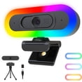 thumbnail image 1 of 1080P Webcam with Microphone, HD Webcam Web Camera with Tripod Stand, Widescreen USB Computer Camera, Streaming Mic Web cam for Online Calling/Conferencing,Facetime/YouTube Desktop Laptop PC, 1 of 8