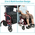 thumbnail image 5 of Goplus Folding Medical Rollator Walker Aluminum Transport Chair Adjustable Handle Red, 5 of 11