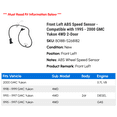 thumbnail image 2 of Front Left ABS Speed Sensor - Compatible with 1995 - 2000 GMC Yukon 4WD 2-Door 1996 1997 1998 1999, 2 of 3