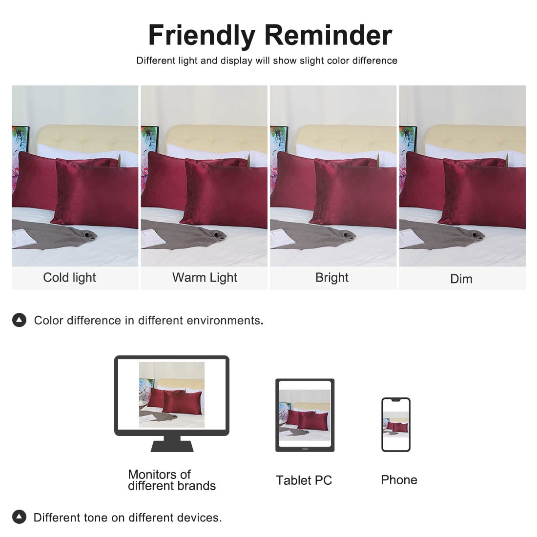 Unique Bargains 4 Pack Satin Pillowcases with Envelope Closure Burgundy Standard