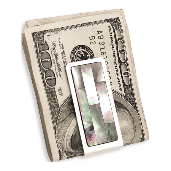 Black Mother Of Pearl Money Clip Designer Jewelry by Sweet Pea
