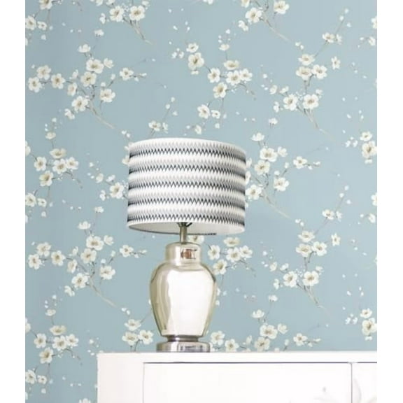 NextWall Blossoming Branches Floral Prepasted Wallpaper (Sky Blue)