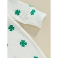 thumbnail image 6 of Suealasg Baby Boys Girls 2pcs Irish Festivals Outfits 3M 6M 12M Newborn Long Sleeve Shamrock Print Jumpsuit +Bow Headband Casual Spring Saint Patrick's Day Clothing for Infant Girls, 6 of 8